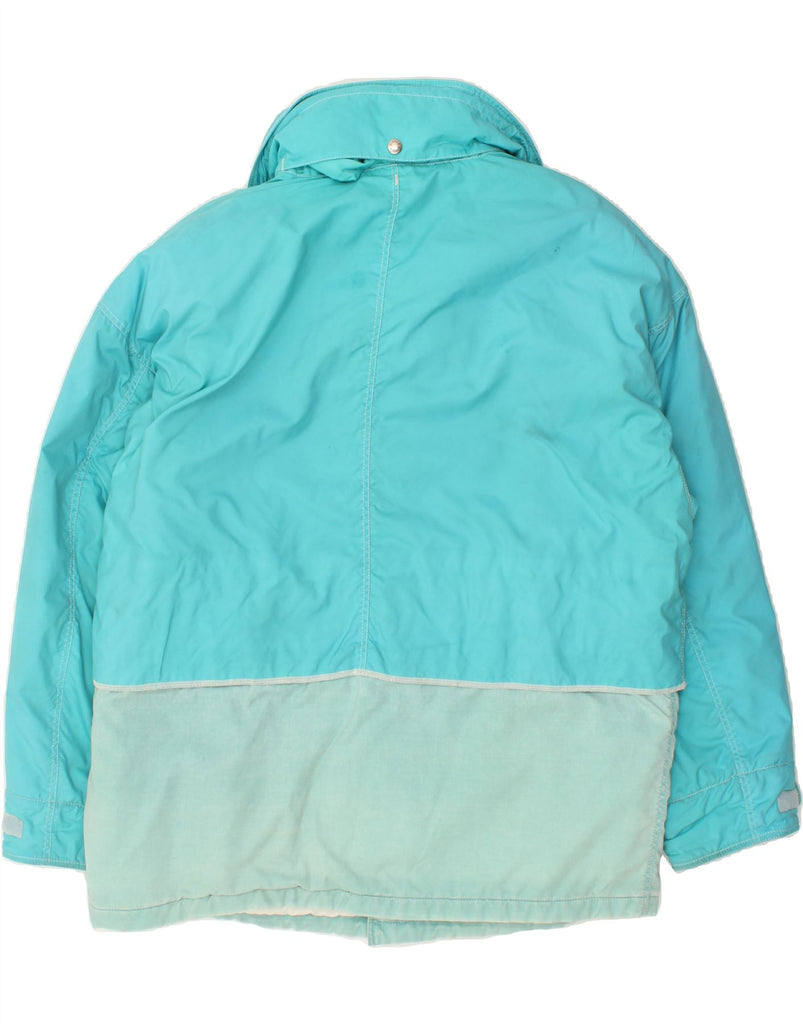 NORDICA Mens Hooded Padded Jacket IT 50 Large Turquoise Colourblock Cotton Vintage Nordica and Second-Hand Nordica from Messina Hembry 