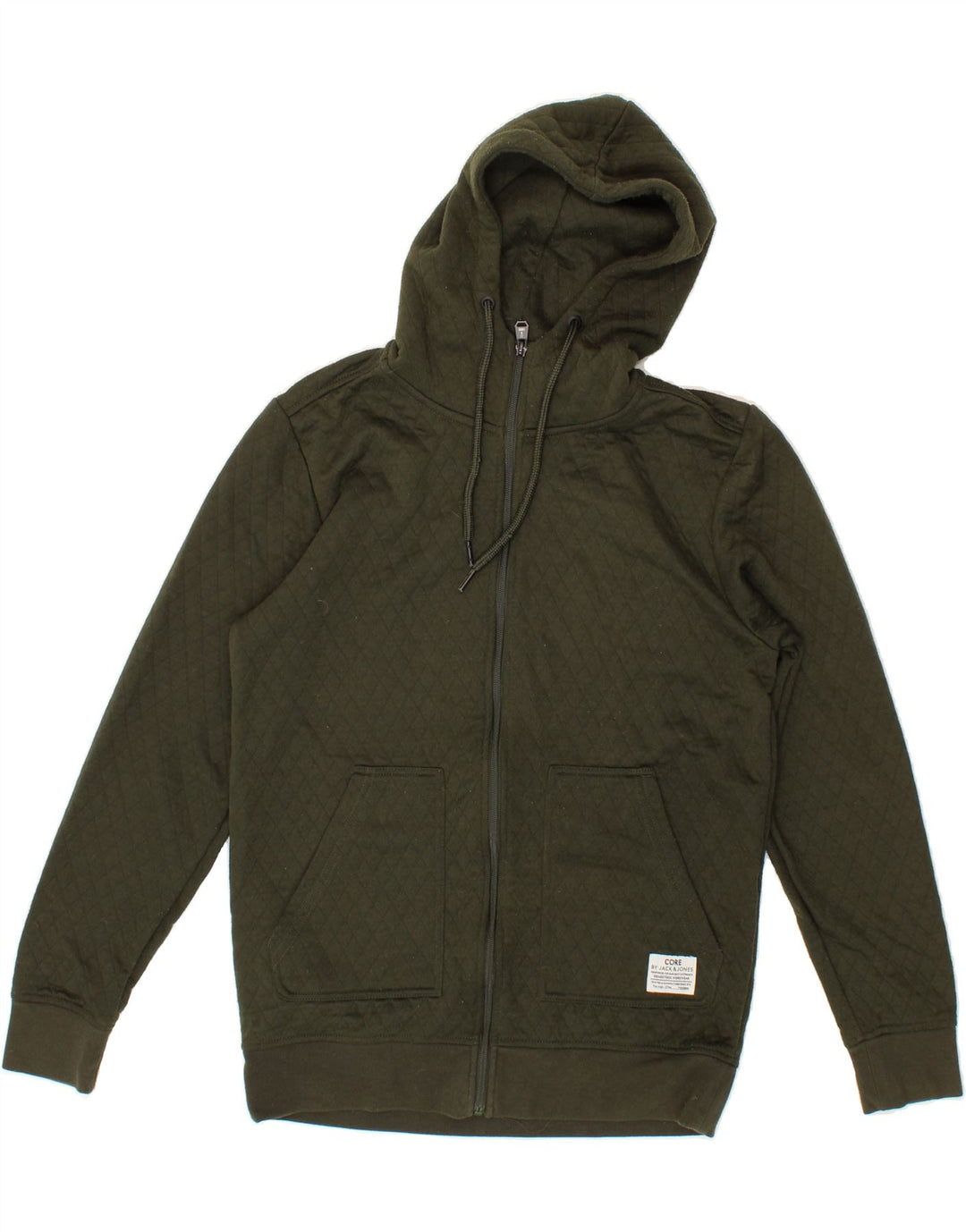 JACK & JONES Mens Workwear Zip Hoodie Sweater Medium Green Polyester Vintage Jack & Jones and Second-Hand Jack & Jones from Messina Hembry 