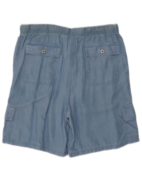 Marks & Spencer Womens High Waist Cargo Shorts UK 16 Large W34 Blue Lycra