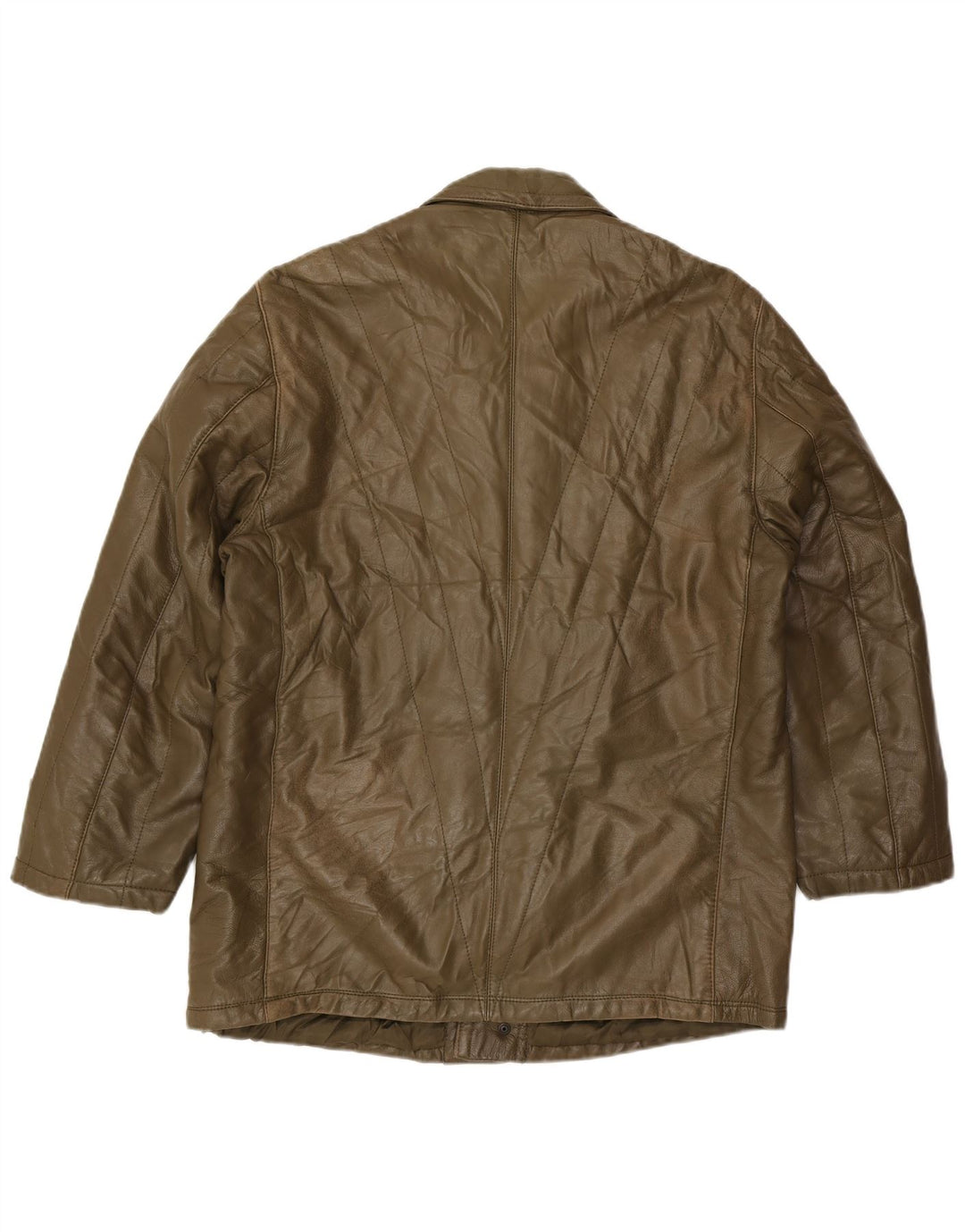 VINTAGE Mens Leather Jacket UK 40 Large Khaki