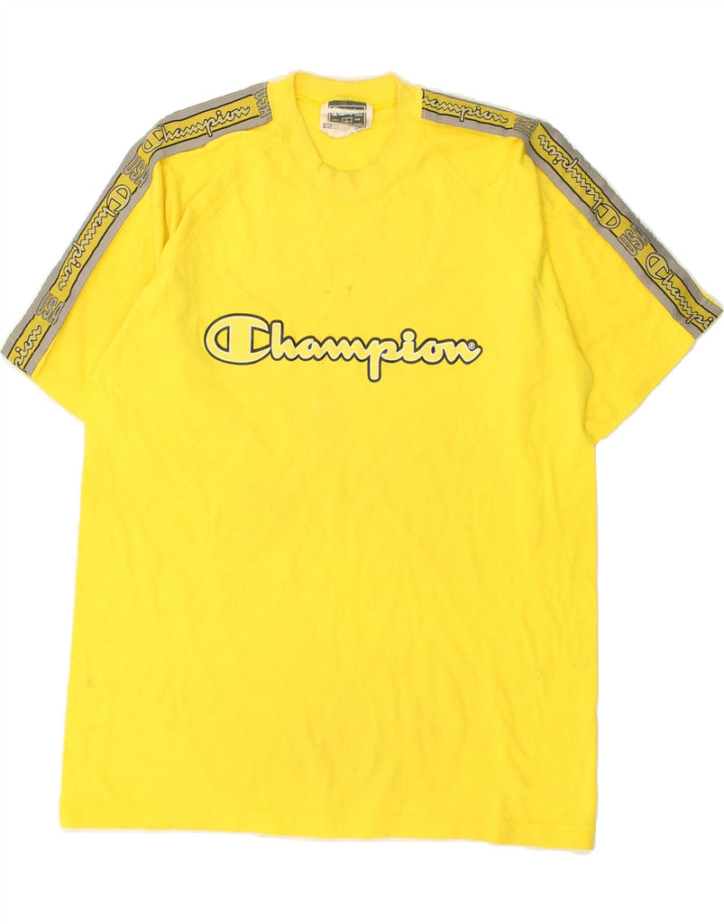 CHAMPION Mens Graphic T-Shirt Top Large Yellow Cotton | Vintage Champion | Thrift | Second-Hand Champion | Used Clothing | Messina Hembry 