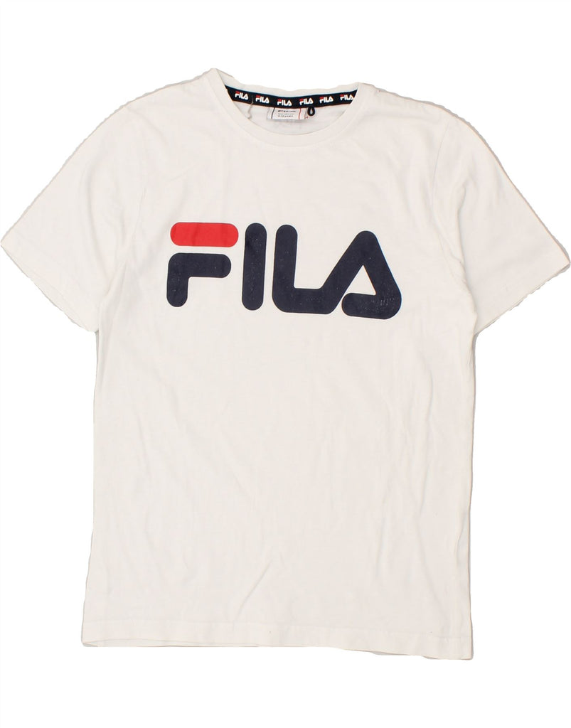 FILA Boys Graphic T-Shirt Top 11-12 Years White Cotton | Vintage Fila | Thrift | Second-Hand Fila | Used Clothing | Messina Hembry 