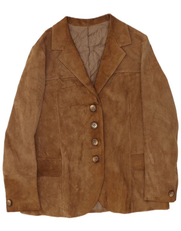 Samar Womens 4 Button Suede Blazer Jacket UK 14 Medium Beige