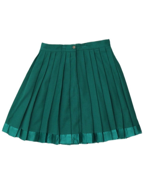 Vintage Womens High Waist Knife Pleated Skirt IT 46 Large W28 Green Wool