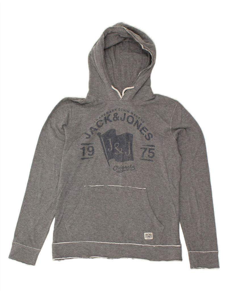 JACK & JONES Womens Graphic Hoodie Jumper UK 14 Medium Grey Cotton | Vintage Jack & Jones | Thrift | Second-Hand Jack & Jones | Used Clothing | Messina Hembry 