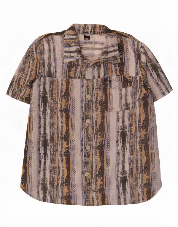 Beyond Mens Short Sleeve Shirt Large Multicoloured Striped Polyester