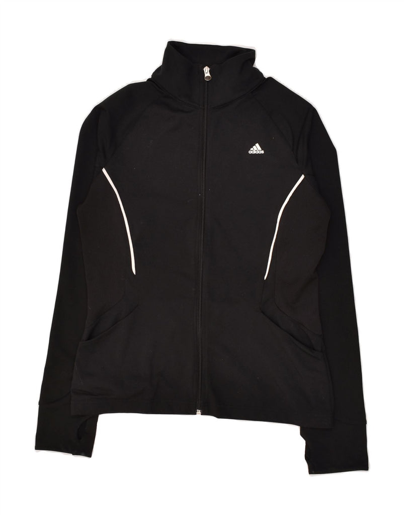 ADIDAS Womens Tracksuit Top Jacket UK 14 Medium Black Polyester | Vintage Adidas | Thrift | Second-Hand Adidas | Used Clothing | Messina Hembry 