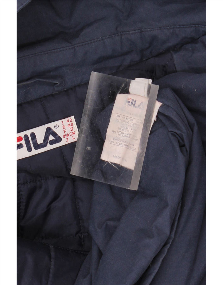 FILA Mens Hooded Overcoat IT 48 Medium Navy Blue Polyester
