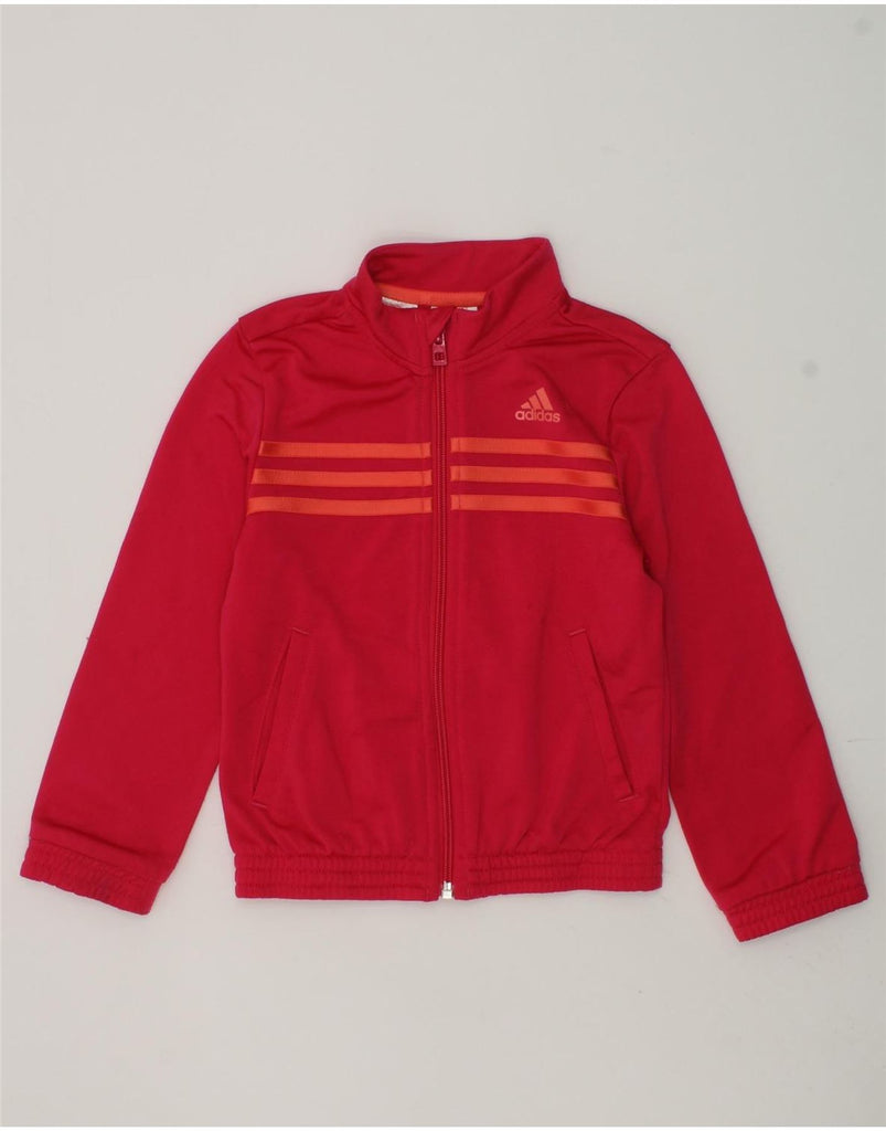 ADIDAS Girls Graphic Tracksuit Top Jacket 5-6 Years Red Polyester | Vintage Adidas | Thrift | Second-Hand Adidas | Used Clothing | Messina Hembry 