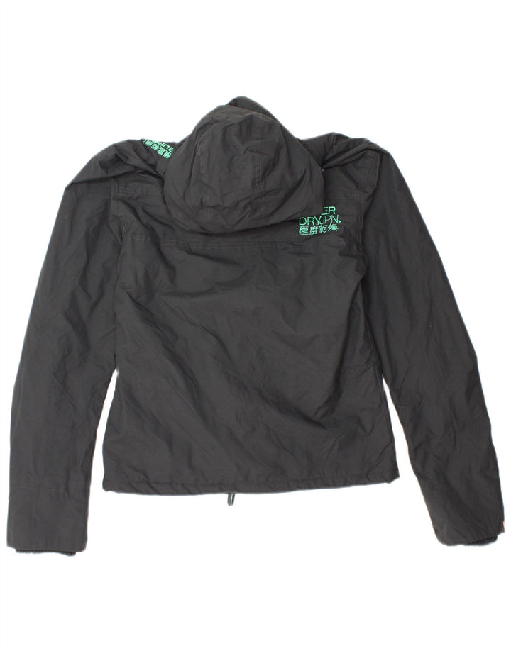 Superdry Womens Graphic Hooded Windbreaker Jacket UK 10 Small Grey Nylon