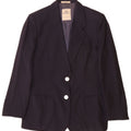 Seventy Womens 2 Button Blazer Jacket IT 44 Medium Navy Blue Virgin Wool