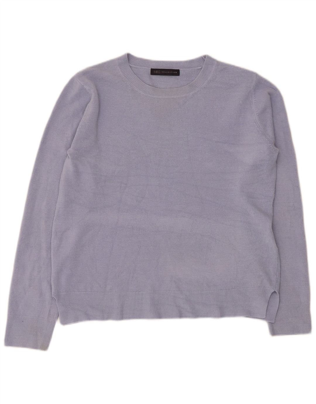 Marks & Spencer Womens Boat Neck Jumper Sweater UK 12 Medium Blue Acrylic