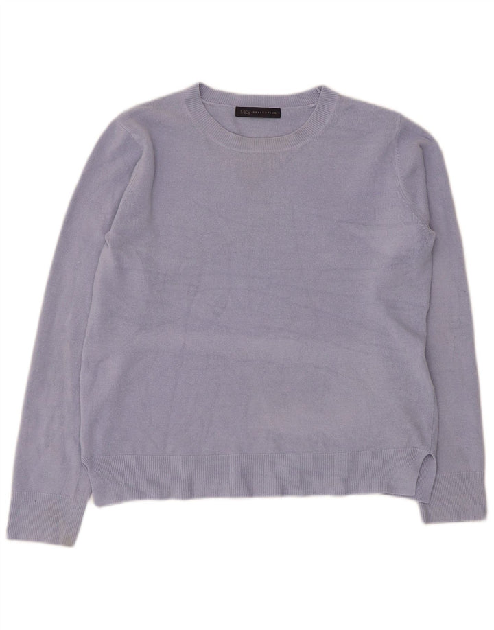 Marks & Spencer Womens Boat Neck Jumper Sweater UK 12 Medium Blue Acrylic