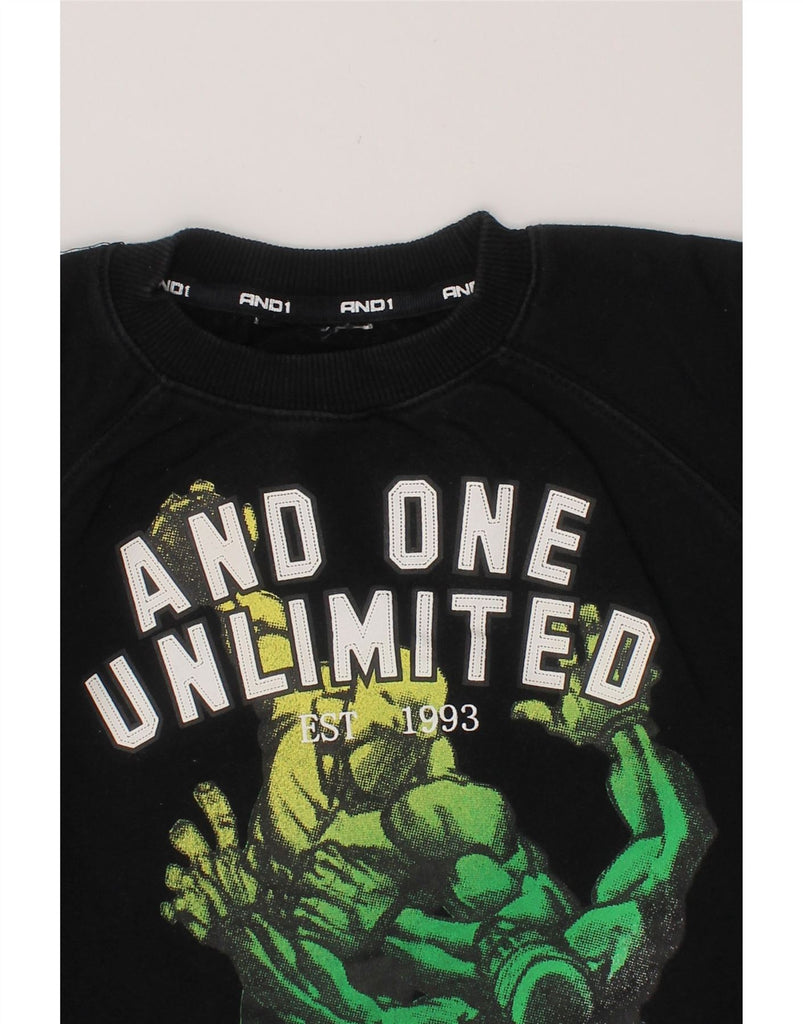 AND1 Boys Graphic Sweatshirt Jumper 7-8 Years Black Cotton Vintage And1 and Second-Hand And1 from Messina Hembry 