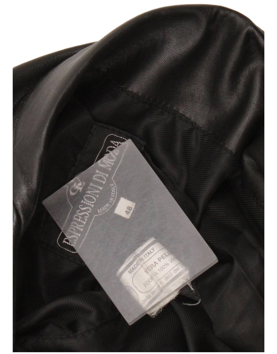 Vintage Womens 3 Button Leather Blazer Jacket IT 48 XL Black Leather