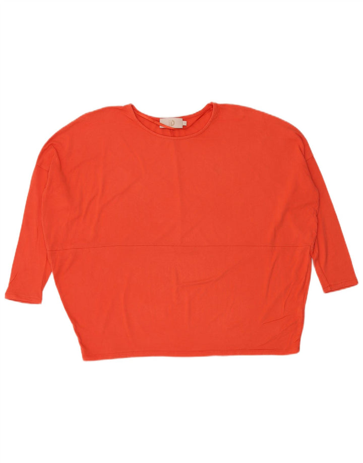 Dack's Womens Oversized Top 3/4 Sleeve UK 10 Small Orange Viscose