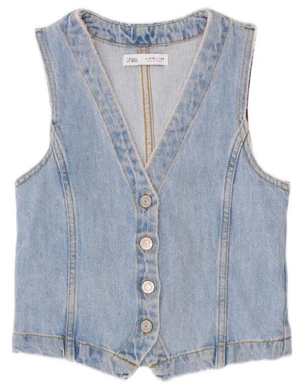 Zara Girls Denim Waistcoat 9-10 Years Blue