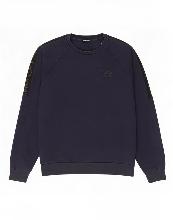 Emporio Armani Mens Graphic Sweatshirt Jumper Medium Navy Blue Colourblock