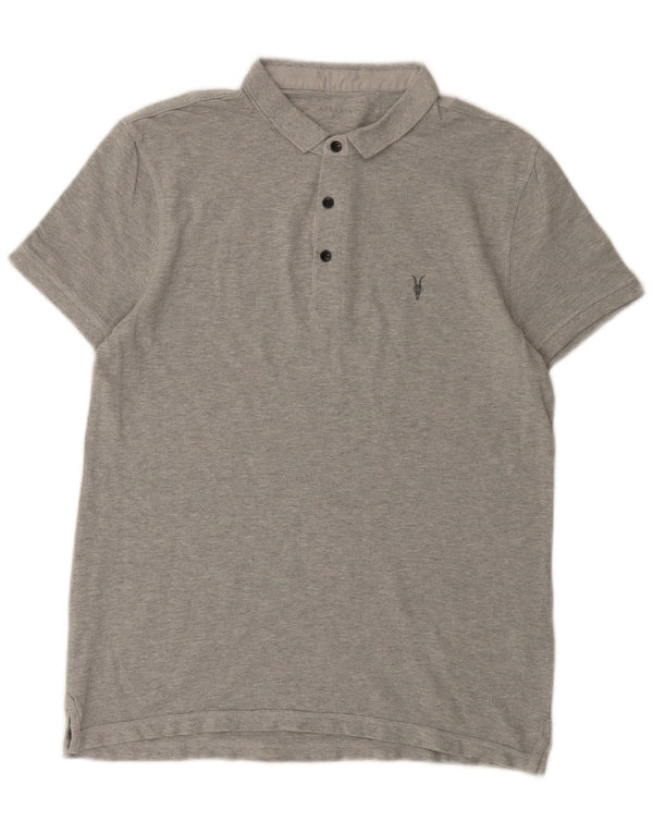 All Saints Mens Polo Shirt Medium Grey Cotton