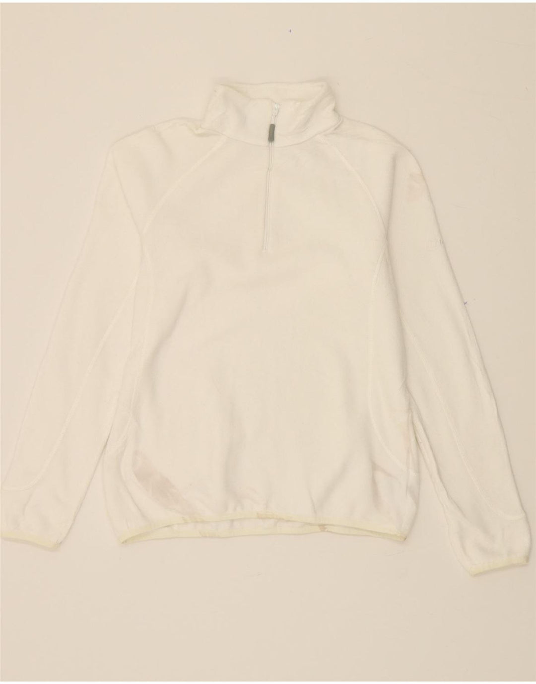 BERGHAUS Womens Zip Neck Fleece Jumper UK 14 Large White Polyester