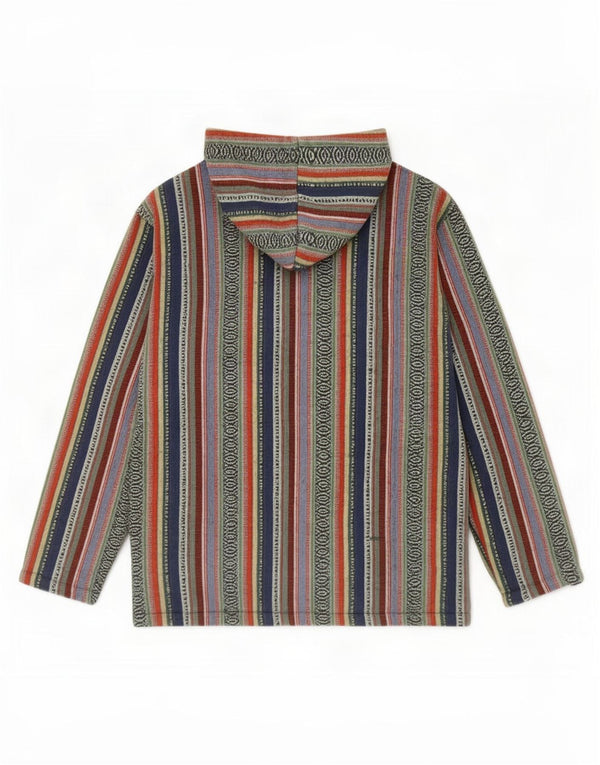 Vintage Mens Zip Hoodie Sweater Medium Multicoloured Striped