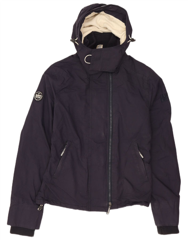 Superdry Womens Hooded Windbreaker Jacket UK 14 Medium Navy Blue Nylon