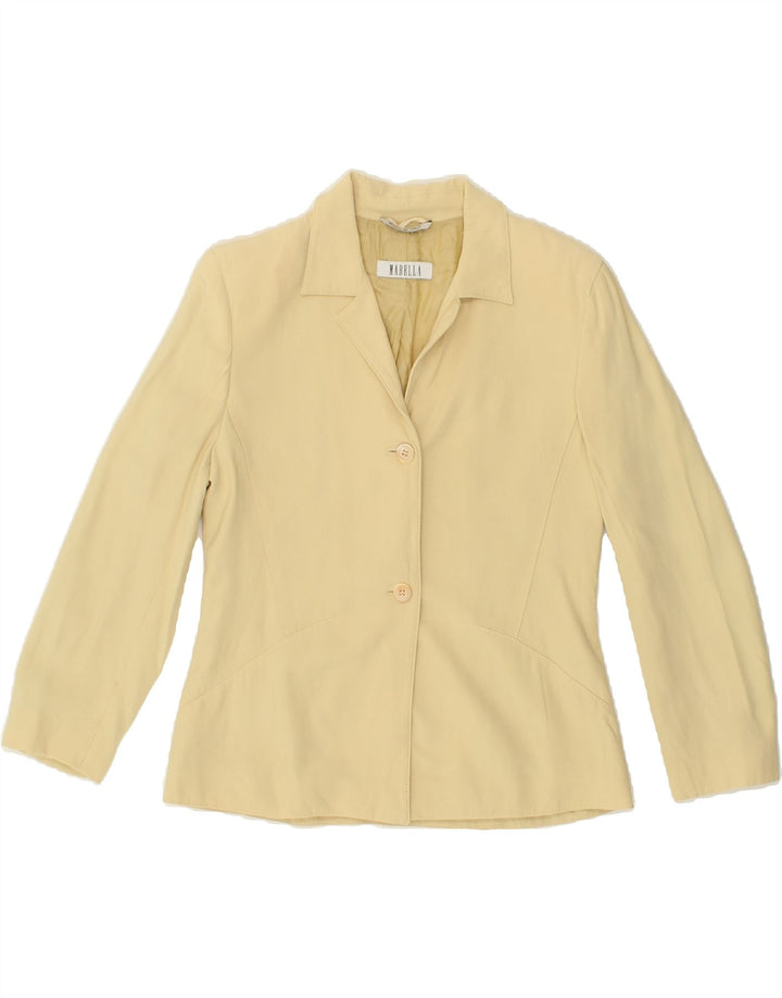 MARELLA Womens 2 Button Blazer Jacket UK 14 Large Beige Viscose Vintage Marella and Second-Hand Marella from Messina Hembry 