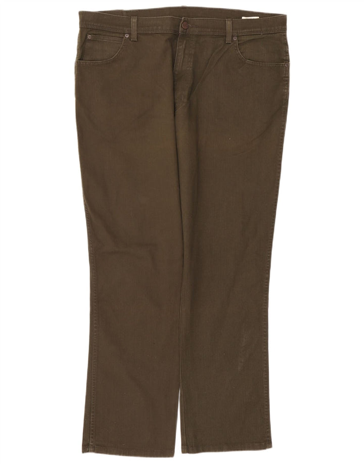 Wrangler Mens Straight Jeans W42 L32 Khaki Cotton