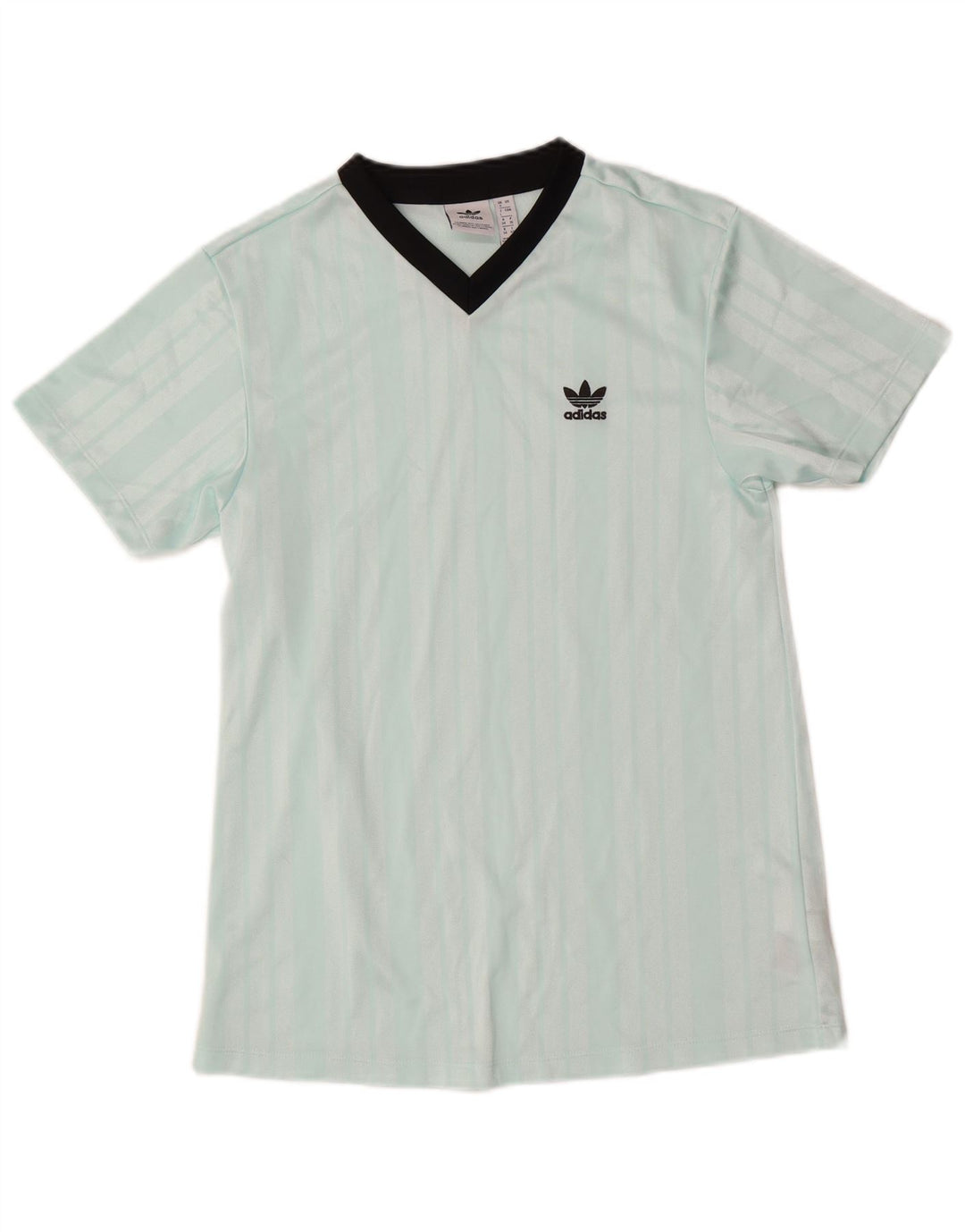 ADIDAS Womens T-Shirt Top UK 8 Small Turquoise Striped Polyester
