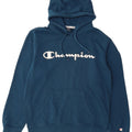 CHAMPION Mens Graphic Hoodie Jumper Medium Blue Cotton