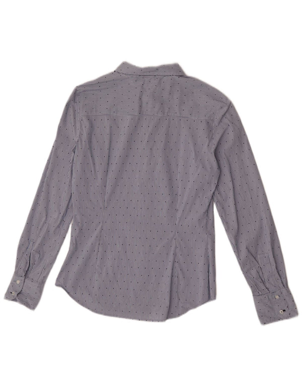 Zara Womens Shirt UK 12 Medium Blue Pinstripe