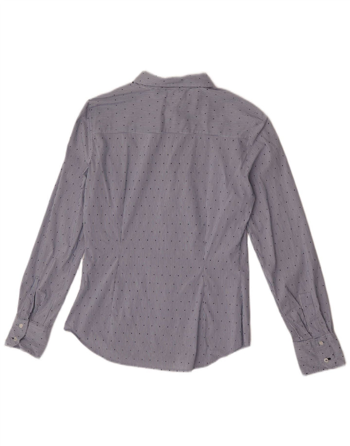 Zara Womens Shirt UK 12 Medium Blue Pinstripe