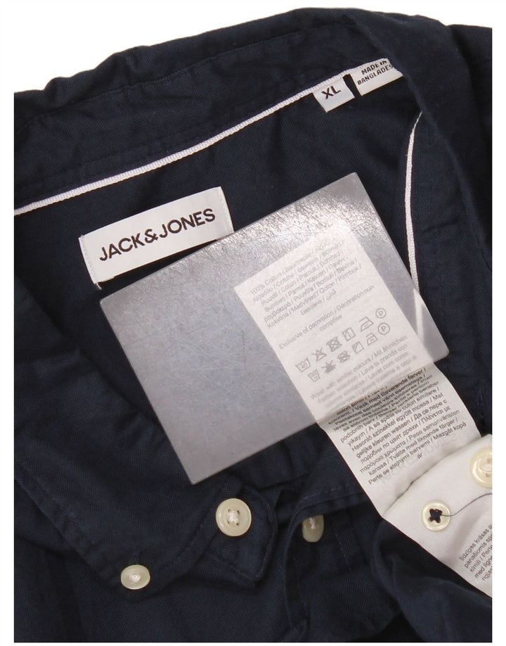 Jack & Jones Mens Shirt XL Navy Blue Cotton