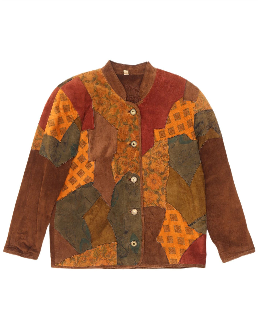 Landhaus Womens Loose Fit Suede Jacket UK 12 Medium Brown Patchwork Leather