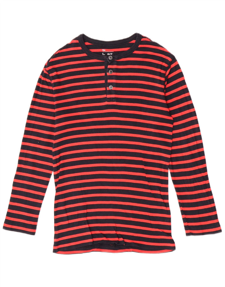 Gap Mens Top Long Sleeve XS Navy Blue Striped Cotton