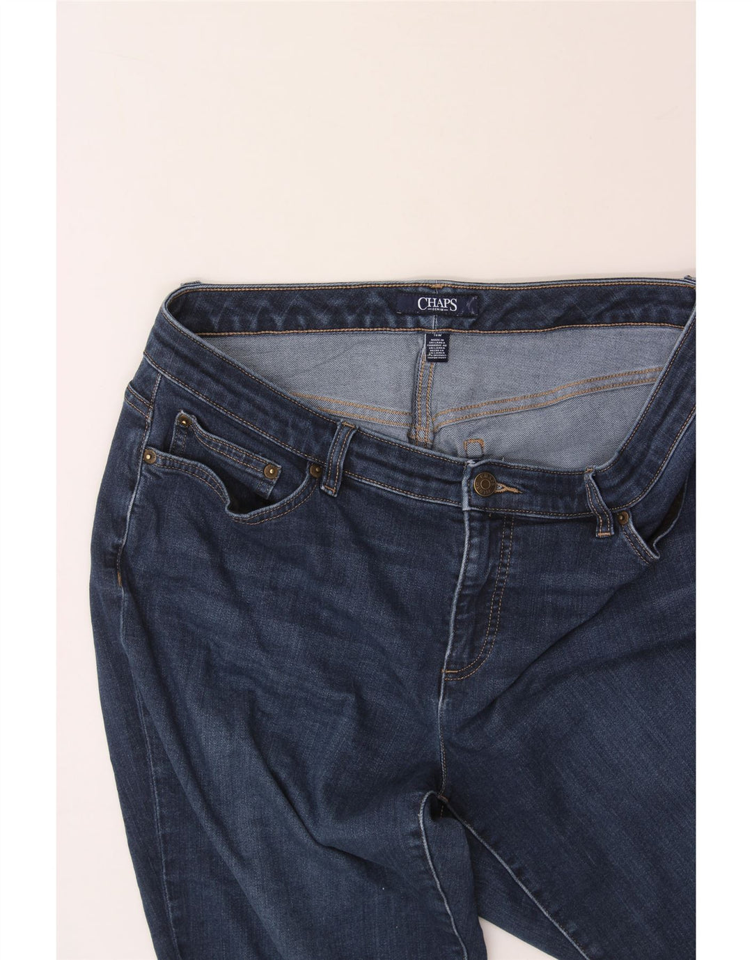 CHAPS Womens Slim Jeans US 16 2XL W38 L32 Navy Blue Cotton Vintage Chaps and Second-Hand Chaps from Messina Hembry 