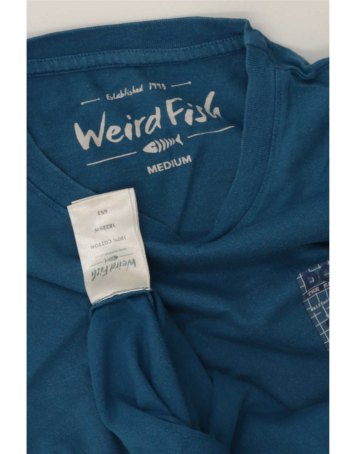 Weird Fish Mens Graphic T-Shirt Top Medium Blue Cotton