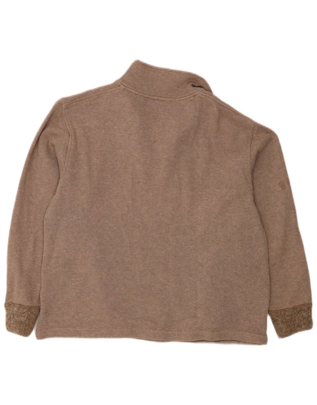 Champion Womens Zip Neck Jumper Sweater UK 14 Medium Beige