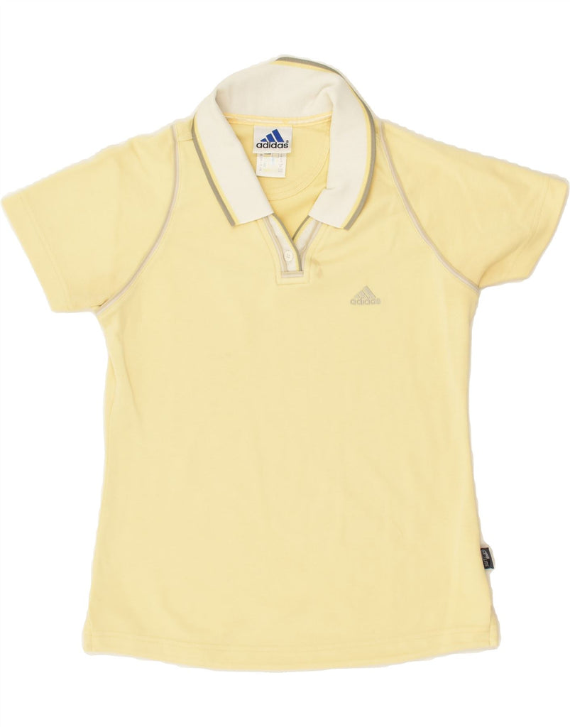 ADIDAS Womens Polo Shirt UK 12 Medium  Yellow Cotton | Vintage Adidas | Thrift | Second-Hand Adidas | Used Clothing | Messina Hembry 