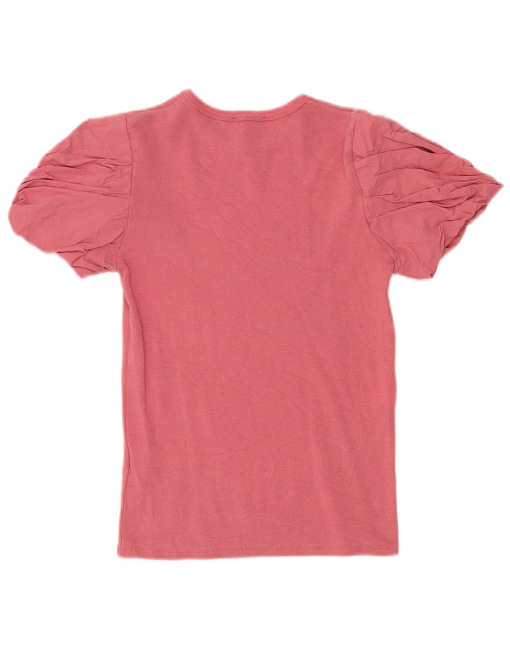 Zara Womens Blouse Top UK 12 Medium Pink Cotton