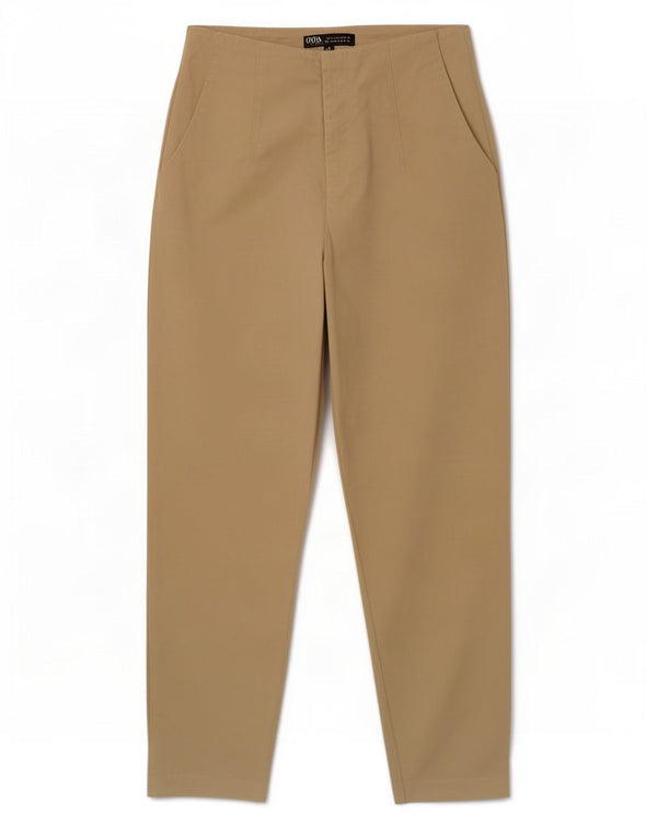 Zara Womens High Waist Cropped Trousers Medium W28 L24 Beige Cotton