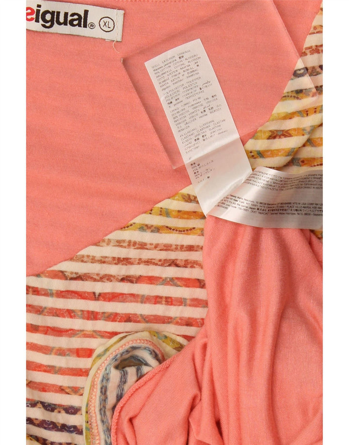 DESIGUAL Womens Sheath Dress UK 18 XL Multicoloured Striped Cotton