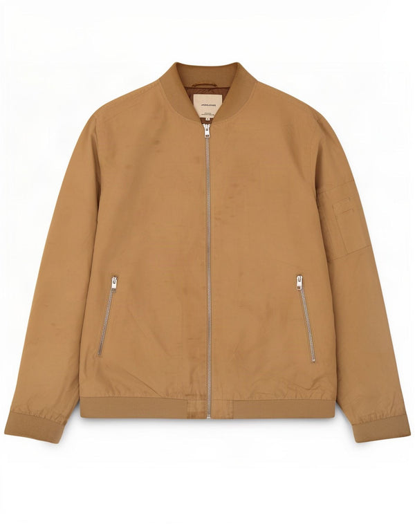 Jack & Jones Mens Bomber Jacket UK 42 XL Beige Polyester