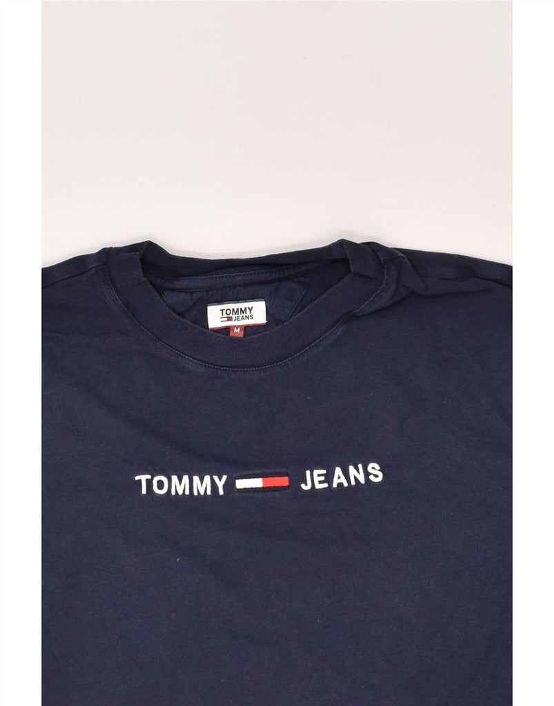 TOMMY JEANS Womens Crop Graphic T-Shirt Top UK 12 Medium Navy Blue | Vintage Tommy Jeans | Thrift | Second-Hand Tommy Jeans | Used Clothing | Messina Hembry 