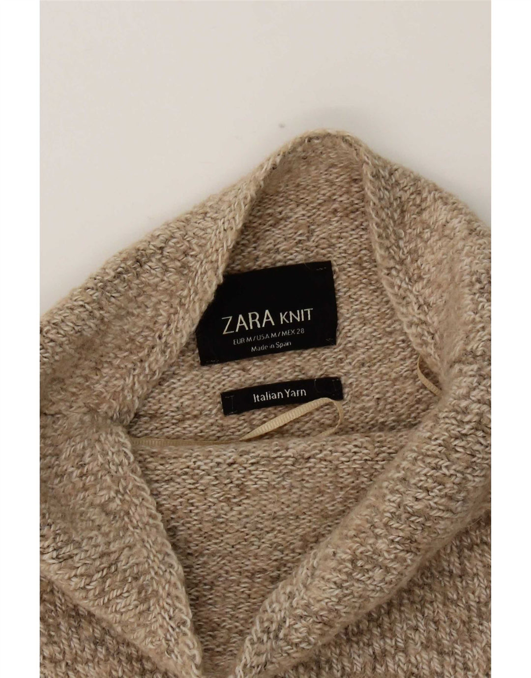Zara Womens 3/4 Sleeve Turtle Neck Jumper Sweater UK 14 Medium Beige