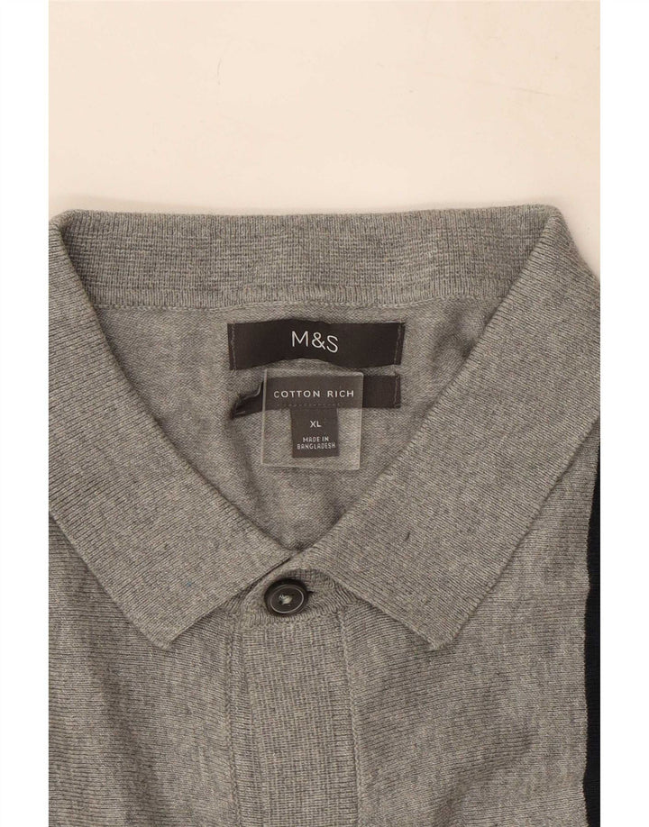 Marks & Spencer Mens Shirt XL Grey Striped Cotton