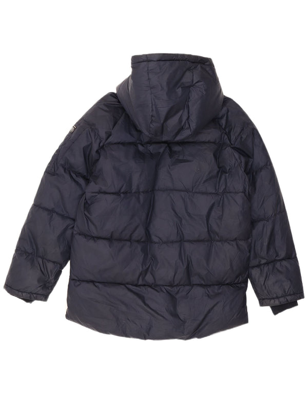Zara Boys Hooded Padded Jacket 13-14 Years Navy Blue Polyester