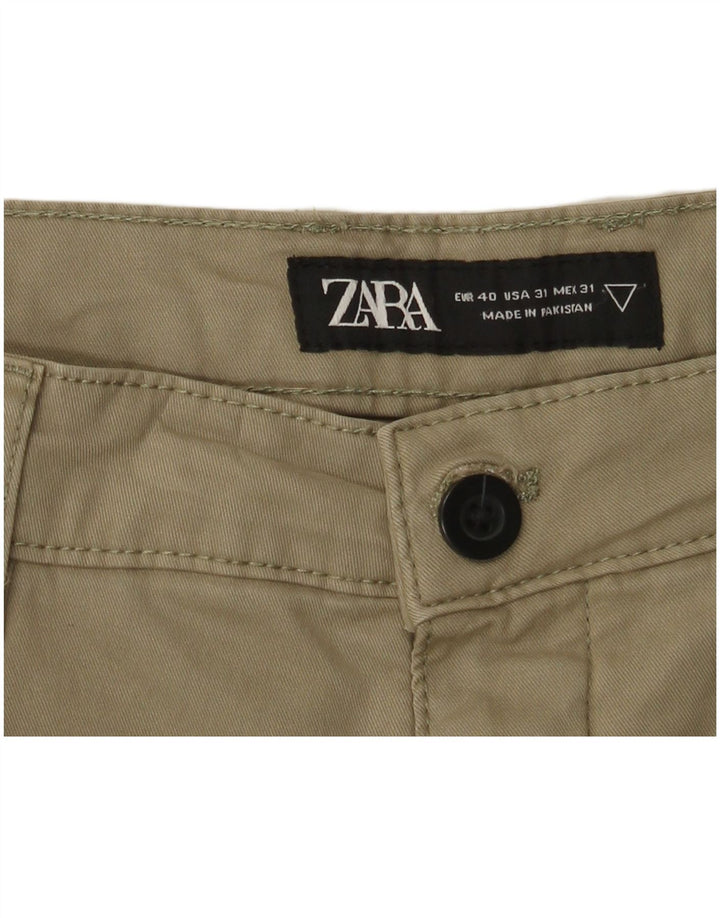 Zara Mens Straight Chino Trousers EU 40 Medium W31 L30 Khaki