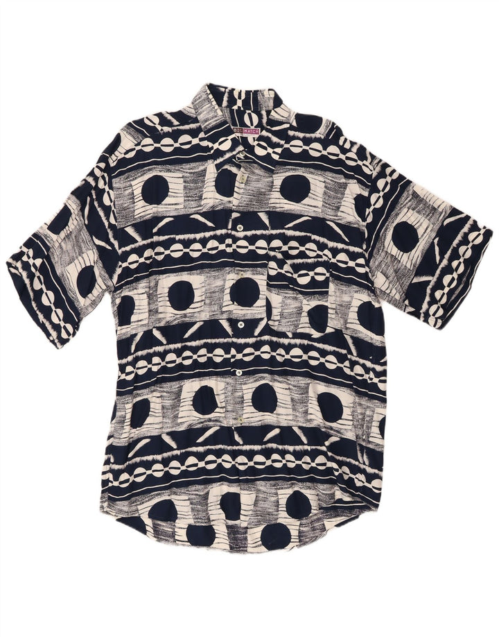 Big Match  Mens Short Sleeve Shirt XL Navy Blue Geometric