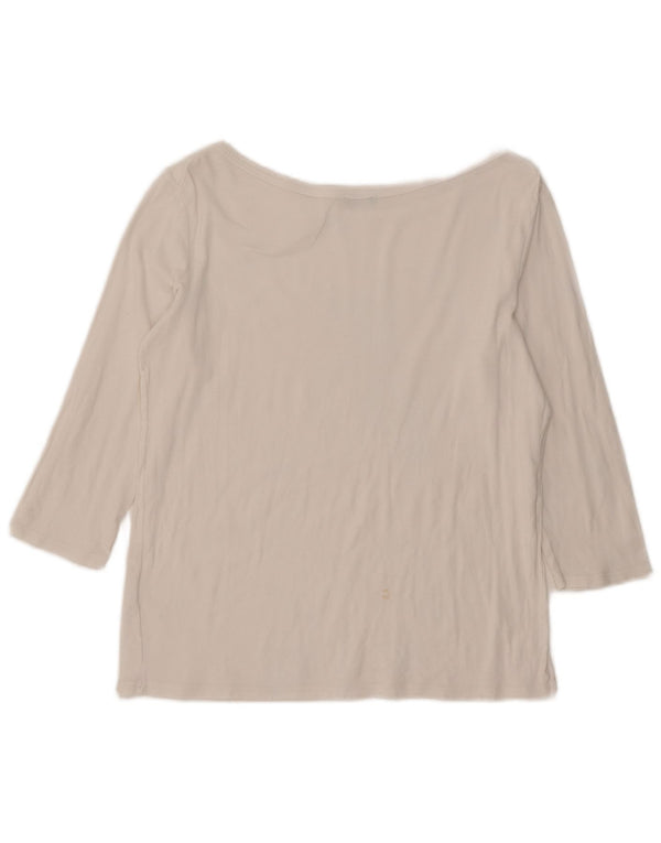 Benetton Womens Top 3/4 Sleeve UK 14 Large White Cotton